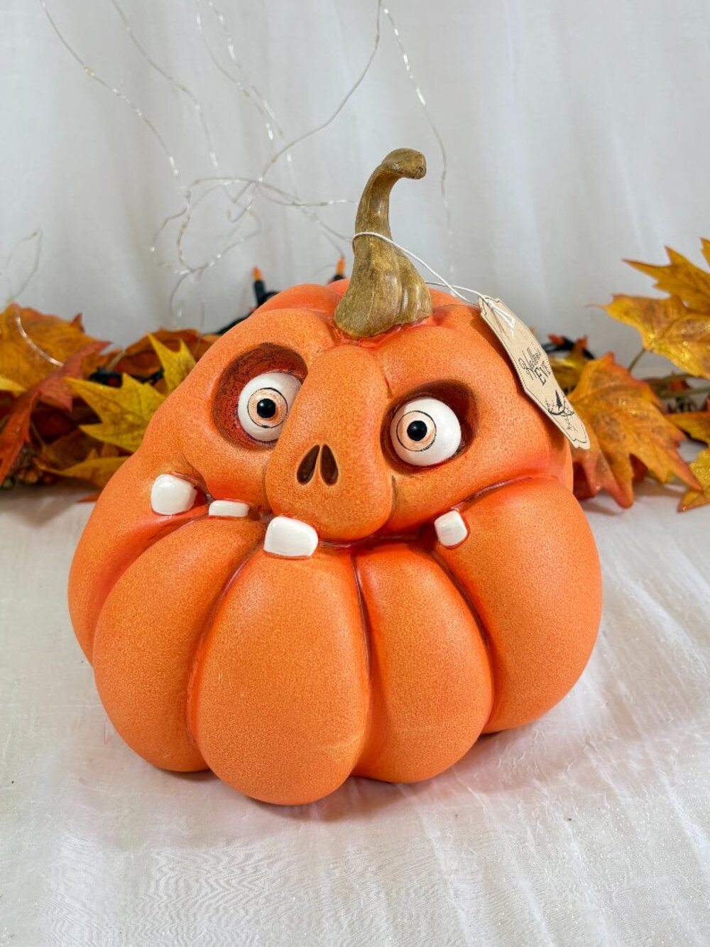 Hallow's Eve Halloween Funny Face Pumpkin Big Teeth Figure Decor New